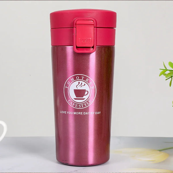 500ml Vacuum Insulated Thermos Bottle in stylish pink color for keeping drinks hot or cold.