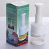 Stainless Steel Manual Food Chopper Handheld Vegetable Onion Press with packaging and chopper design displayed.