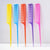 Set of colorful Professional Pointed Tail Hair Combs in yellow, blue, orange, purple, and pink for precise styling.