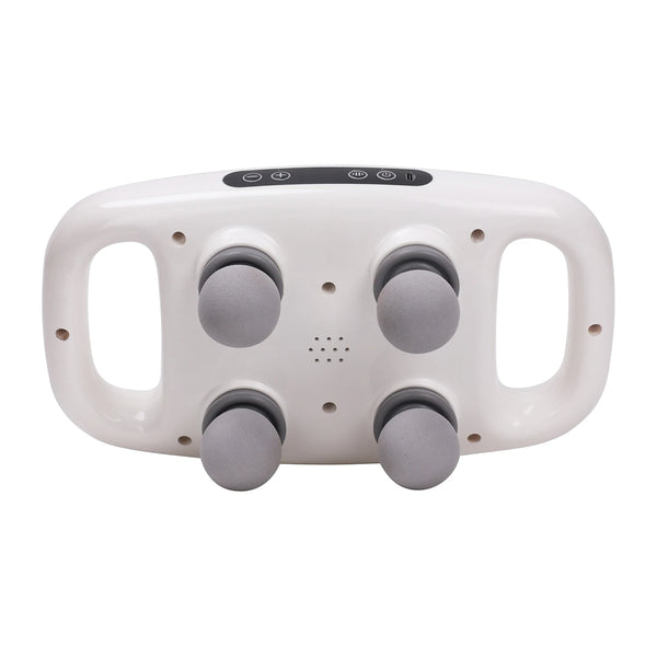 Top view of the Mini 4-Head Handheld Deep Tissue Massager showing four massage heads and control panel.