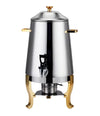 Stylish Stainless Steel Juicer Coffee Maker with golden accents, perfect for brewing and serving hot beverages.