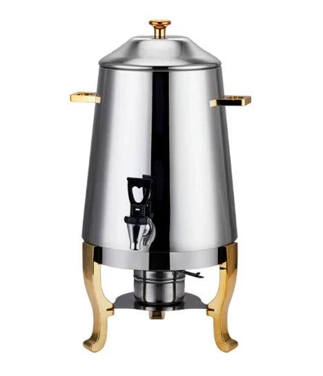 Stylish Stainless Steel Juicer Coffee Maker with golden accents, perfect for brewing and serving hot beverages.