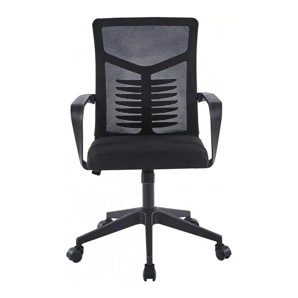 Mesh Office Chair with Lumbar Support and Adjustable Height - ergonomic mid-back design with breathable mesh backrest.