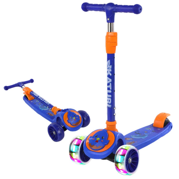3-Wheel Foldable Kids Scooter with Light-Up Wheels and Music