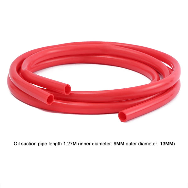 Red oil suction pipe for Manual Siphon Pump and Fluid Transfer System, 1.27M long with 9MM inner diameter and 13MM outer diameter.