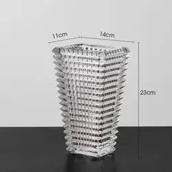 Textured Glass Vase with Beaded Geometric Pattern