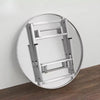 Foldable Stainless Steel Table shown in a round mirror with wooden floor background.
