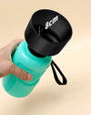 Portable Leak-Proof Dog Water Bottle and Bowl with 8cm bowl top, perfect for pet hydration on the go.