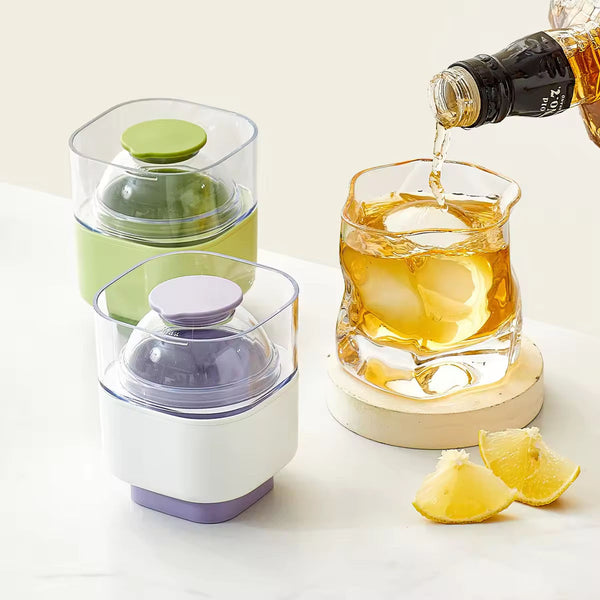 Easy Release Whiskey Ice Ball Maker with Lid