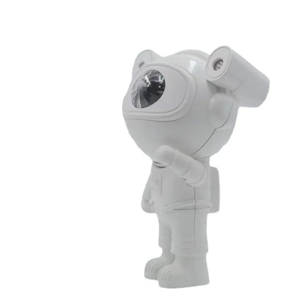 Star Projector Galaxy Night Light in the shape of a white astronaut figure, projecting a cosmic display.