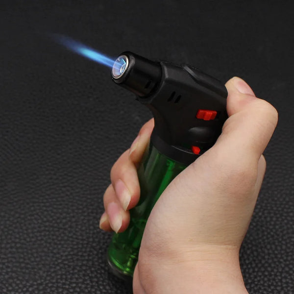 FD999 Modern Transparent Body Plastic Welding Gun in use, showing flame and ergonomic grip for effective welding.