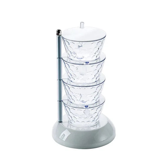 Rotating Condiment Rack with Stackable Spice Bowls