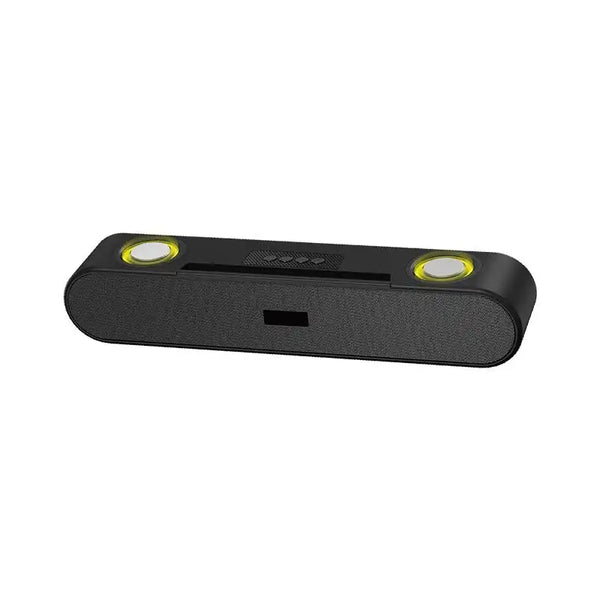 ABS-2207 Bluetooth Soundbar Speaker featuring dual drivers and RGB lighting in a compact design.