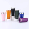 17oz Can Cooler Bluetooth Speaker Tumbler in various colors including pink, orange, black, green, blue, and purple.