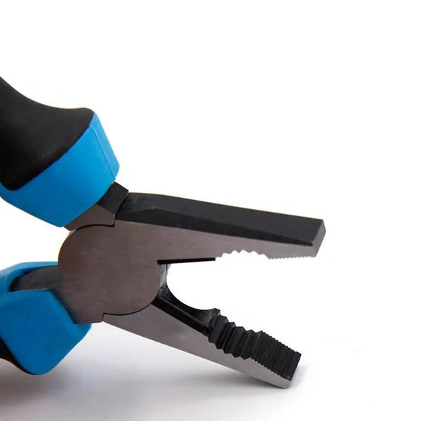 Close-up of Multi Function Combination Pliers with PVC Handle showcasing gripping and cutting features.