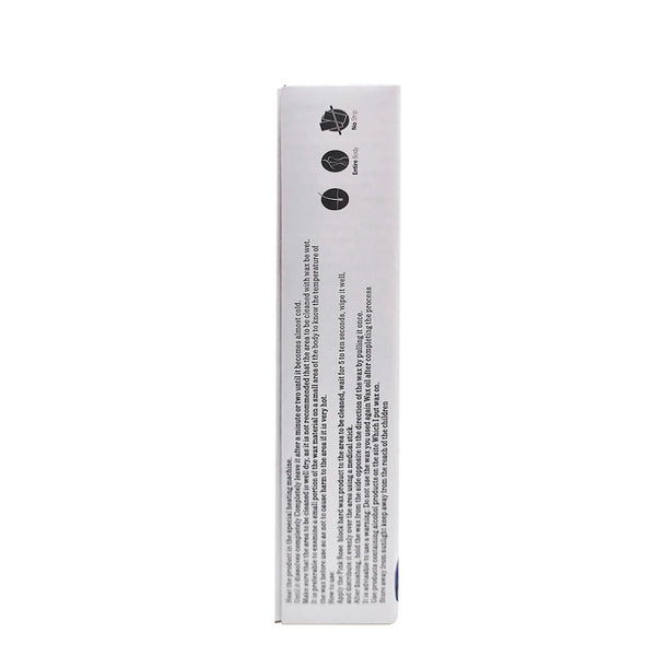 Side view of Painless Honey Hard Wax Block packaging with product information and icons.