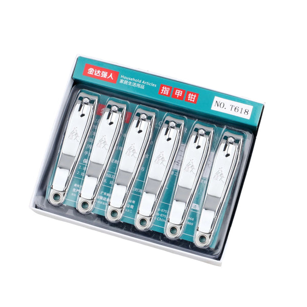 Large Chrome Nail Clipper set of six in a box, perfect for precision nail care for fingers and toes.