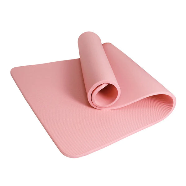 Thick Solid Yoga Mat for Fitness in soft pink color, providing comfort and stability during workouts.