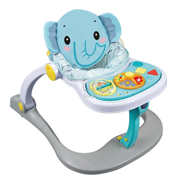 Multifunctional Happy 4 in 1 Baby Roller with cute elephant design and interactive buttons for babies.