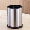 360 Rotating Stainless Steel Utensil Holder on a wooden countertop, featuring compartments for an organized kitchen.