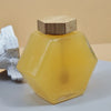 Hexagon Honey Glass Jar with Wooden Lid