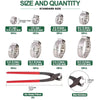 Stainless Steel Double Pipe Clamp sizes and quantities with ear clamp pincer for various pipe diameters.