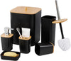 6-Piece Eco Friendly Kitchen Set featuring bamboo and black containers for sustainable kitchen organization.