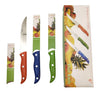 Stainless Steel Ultra Sharp Fruit Knife set with colorful handles and packaging for efficient fruit preparation.