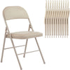Black Padded Folding Chair with Steel Frame displayed with multiple chairs stacked for easy storage.
