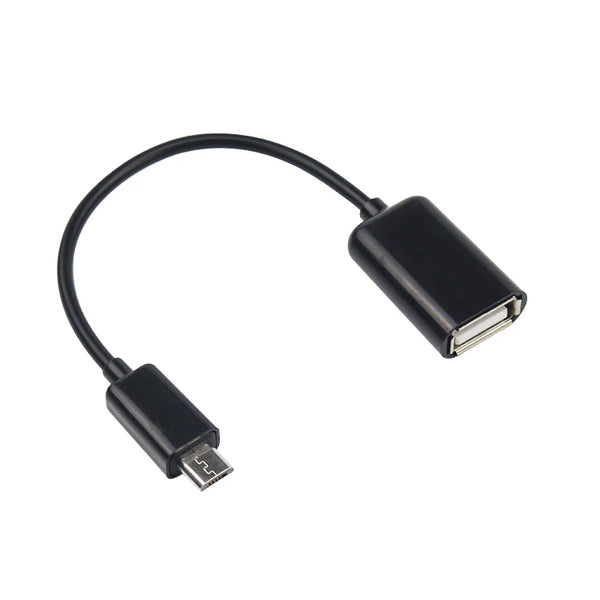 Micro USB to USB OTG Converter Adapter connecting peripherals to devices.