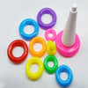 Rainbow Duck Stacking Tower Toy colorful rings and cone for early sensory development in infants.