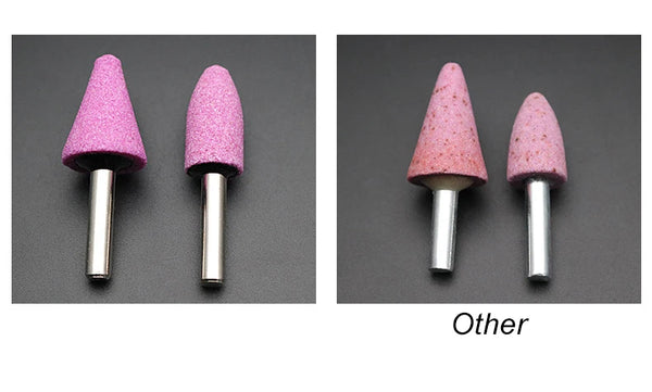 10Pcs Ceramic Abrasive Stone Mounted Grinding Set featuring pink abrasive grinding tools for precision finishing.