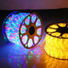 100m Heavy Duty Extension Cable Reel with vibrant blue, purple, and yellow lighting effects on a spool.