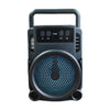 Portable Wireless BT Speaker with RGB Night Light featuring a carry handle and blue speaker grille.