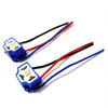 Heavy Duty 3 Pin H4 LED Ceramic Headlight Socket with wiring for secure connection and heat resistance.