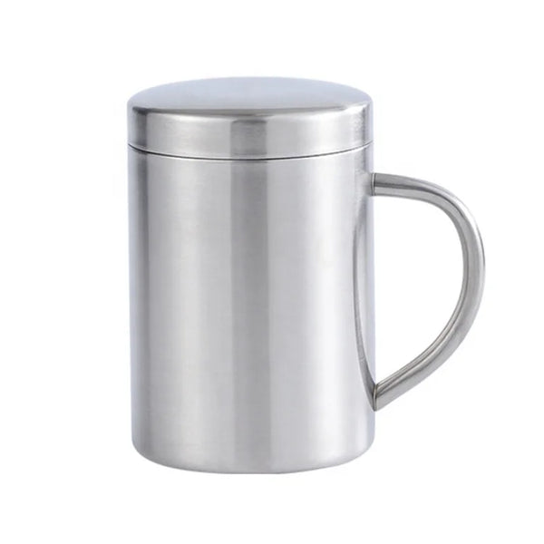 Double Wall Stainless Steel Camping Tumbler Travel Coffee Cups Set showcasing a sleek, insulated design for drinks on the go.