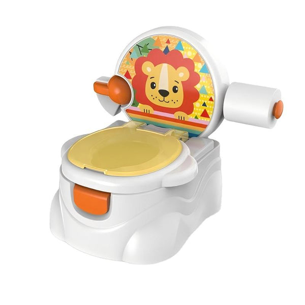 Multifunction Portable Potty Training Toilet with lion design for toddlers during potty training.