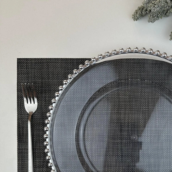 Gold Beaded Plastic Decorative Plate