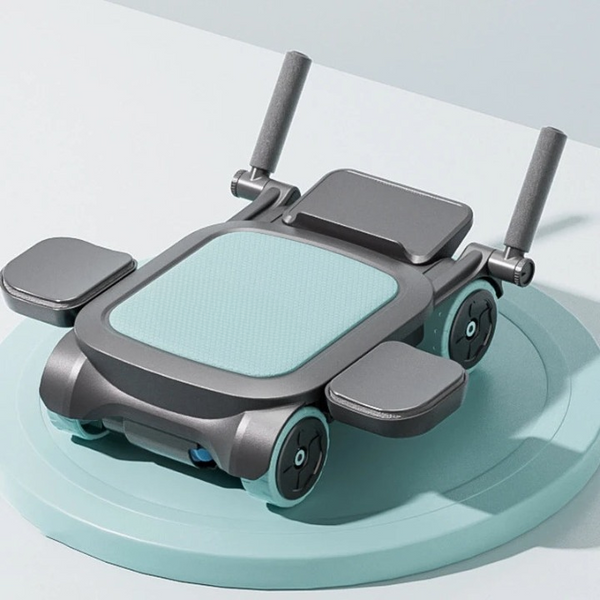 Four-Wheel Abdominal Roller with Elbow Support on a minimalist surface