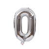 16-Inch Number Aluminum Film Balloon in silver, shaped like the number '0', perfect for celebrations.