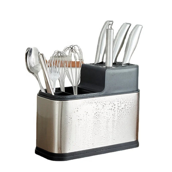 Stainless Steel Eco-Friendly Kitchen Tool with various utensils in a sleek holder for efficient cooking.