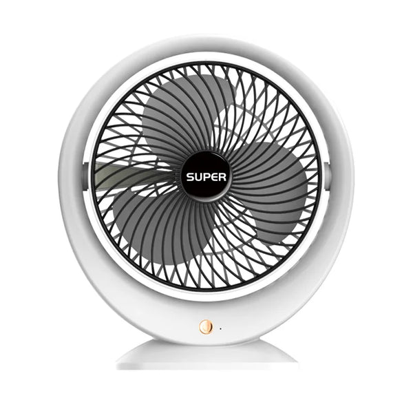 Rechargeable 180° Rotating Desktop USB Fan with adjustable airflow and USB charging feature.