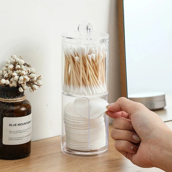 5Acrylic Cotton Swab Storage Jar with Lid Clear Organizer