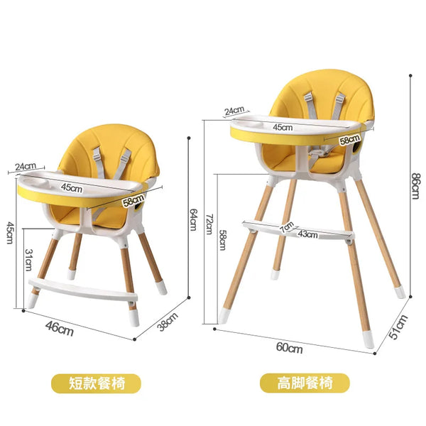 Image showing dimensions of the Portable Baby Booster Seat Harness in vibrant yellow with a modern design.