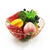 Colorful artificial fruits in a stylish Metal Storage Rack on a white background.