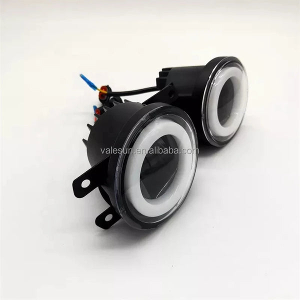 CSP H11 30W Waterproof LED Fog Light showcasing dual round lights with a white halo effect.