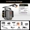 Wireless Electric Water Gun for Snow Removal & Cleaning 2.0 Extreme Package with various accessories and features.