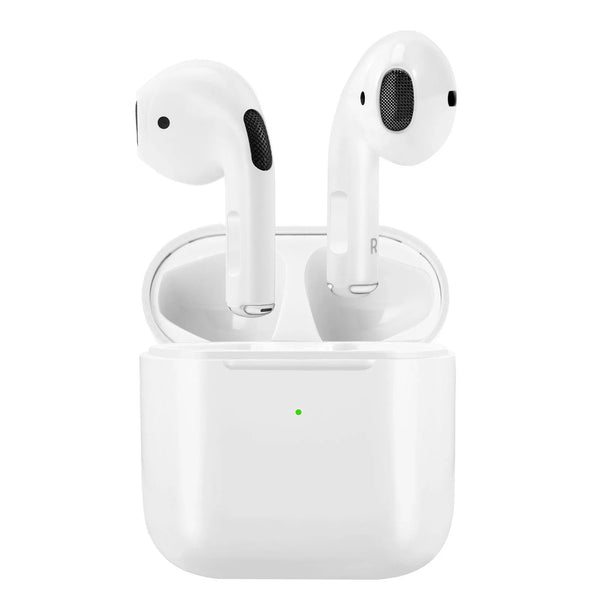 Pro6 True Wireless Waterproof Earbuds in a charging case, showcasing their compact design and sleek appearance.