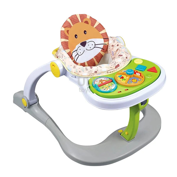 Multifunctional Happy 4 in 1 Baby Roller with lion-themed seat and interactive features for infant development.