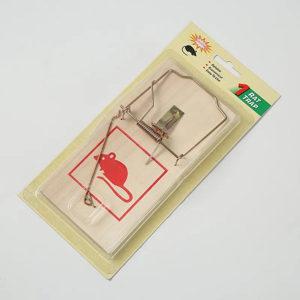 Heavy Duty Wooden Snap Mousetrap packaged, featuring a high-tension spring for quick rodent capture.